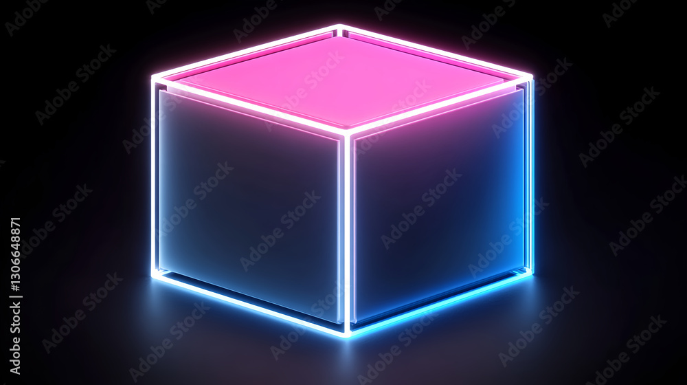 Aufkleber neon cube animation display digital art studio 3d graphic futuristic environment close-up view moder
