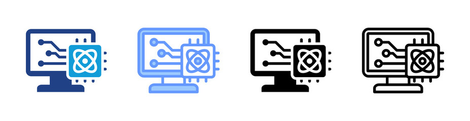 Quantum Computing icon set multiple style collection