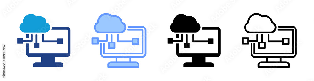 Poster Cloud Computing icon set multiple style collection