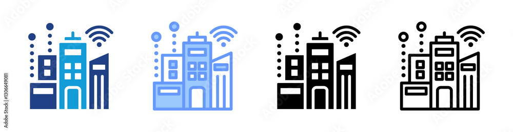 Poster smart cities icon set multiple style collection