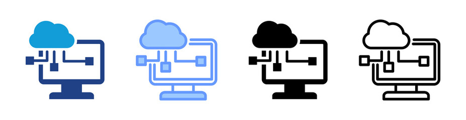 Cloud Computing icon set multiple style collection