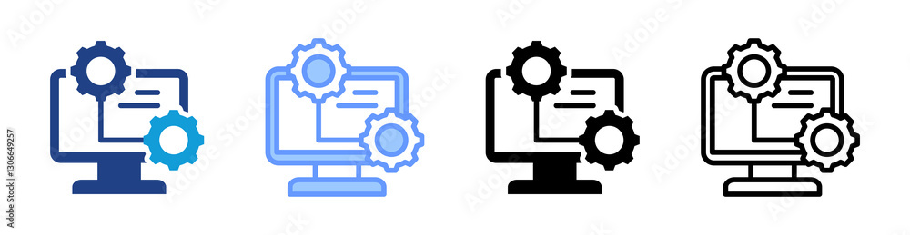 Poster Digital Twin icon set multiple style collection