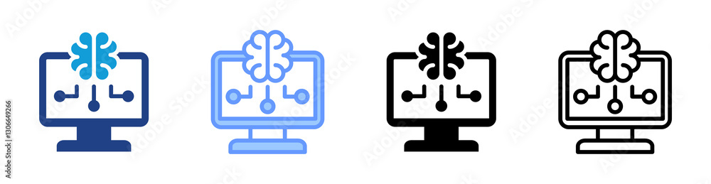 Poster Cognitive Computing icon set multiple style collection
