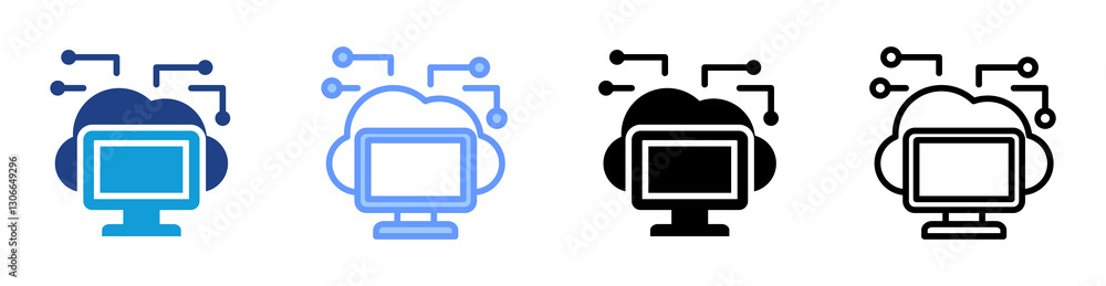 Poster Edge Computing icon set multiple style collection