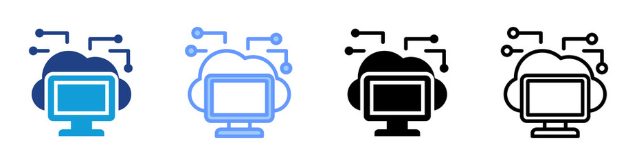 Edge Computing icon set multiple style collection
