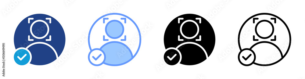 Poster Facial Recognition icon set multiple style collection