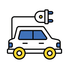 Electric Car  vector filled outline icon. EPS 10 file