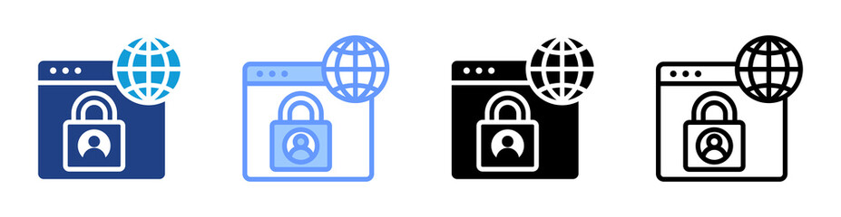 Internet Privacy icon set multiple style collection