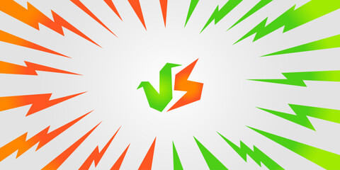 Versus vs tournament dynamic vector banner design decorated with lightning effect © Pedas Menyala