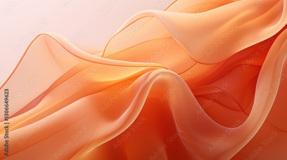 Poster elegant and soft abstract fluid fabric texture in warm orange hues perfect for backgrounds in modern