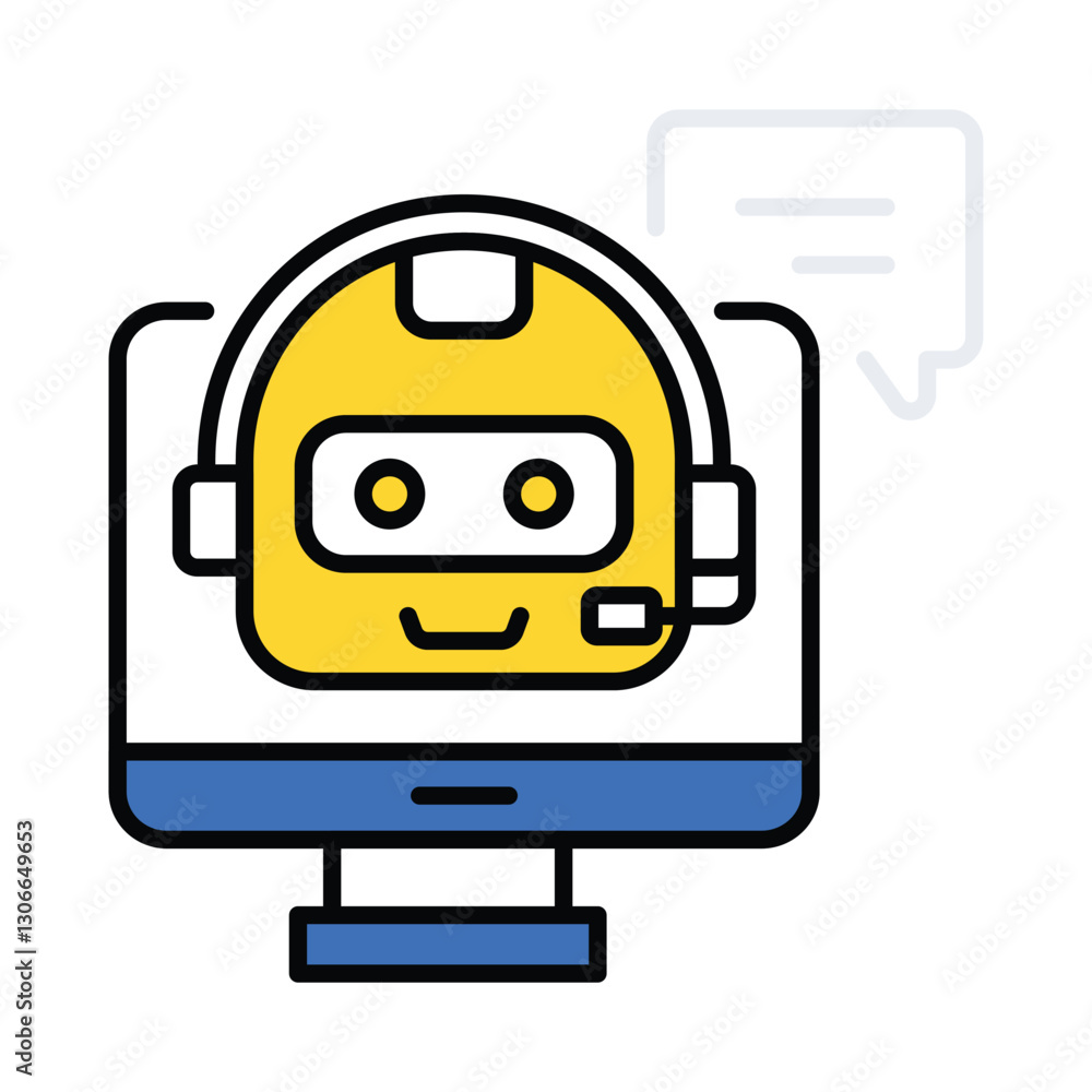 Poster chat bot vector filled outline icon. eps 10 file