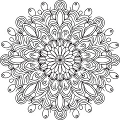 Floral mandala design, Geometry Mandala for Spiritual Healing, and Inner Peace, Mandala silhouette vector style with white background