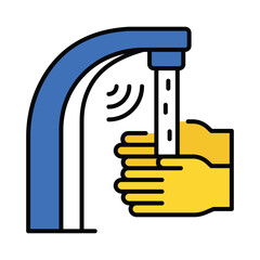 Smart Water Tap vector filled outline icon. EPS 10 file
