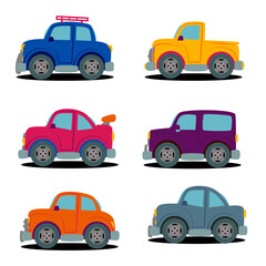 set of cartoon cars