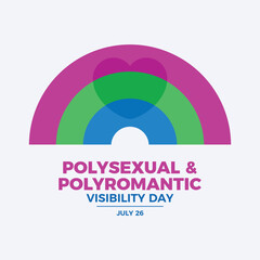 Polysexual and Polyromantic Visibility Day poster vector illustration. Polysexual pride flag rainbow shape icon vector. LGBT polysexual graphic design element. Template for background, banner, card