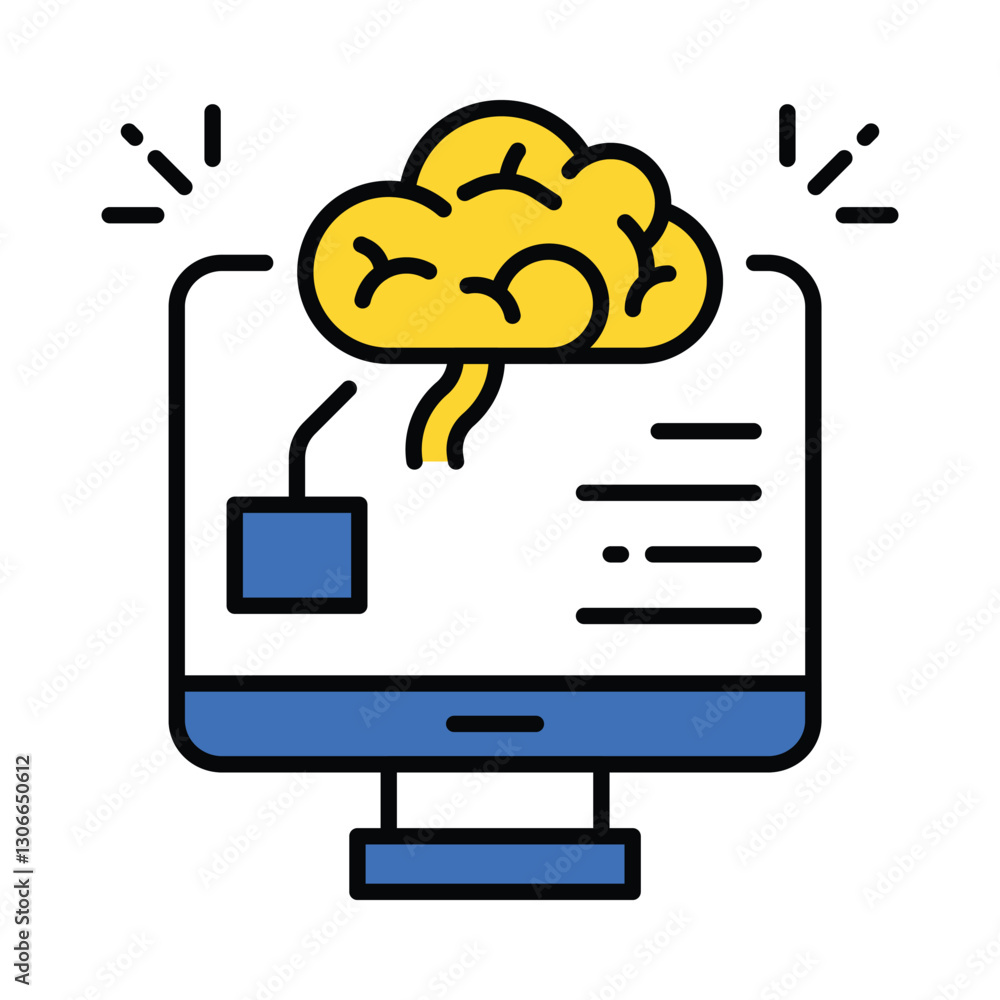 Poster brain computer interfaces vector filled outline icon. eps 10 file