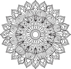 Floral mandala design, Geometry Mandala for Spiritual Healing, and Inner Peace, Mandala silhouette vector style with white background