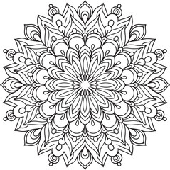Floral mandala design, Geometry Mandala for Spiritual Healing, and Inner Peace, Mandala silhouette vector style with white background