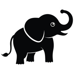 Happy Elephant Silhouette - Cartoon Vector Illustration