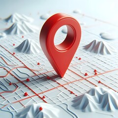 Fototapeta premium A red 3D map location mark symbol on a white background