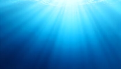 Underwater Sunlight Rays Illuminating Deep Blue Water