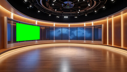 News Studio, Backdrop For TV Shows .TV On Wall.3D Virtual News Studio Background, 3d illustration