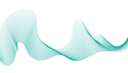 Undulate Green Wave Swirl,&nbsp;frequency sound wave,&nbsp;twisted curve lines with blend effect. Technology, data science, geometric border.&nbsp;Isolated on white background. Vector illustration.
