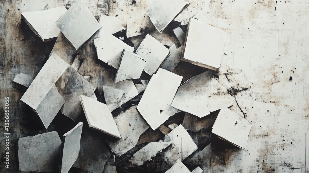 Poster abstract composition of geometric forms and textured surfaces design
