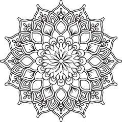Floral mandala design, Geometry Mandala for Spiritual Healing, and Inner Peace, Mandala silhouette vector style with white background