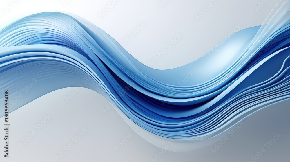Poster abstract 3d render of flowing blue waves in soft gradients for modern digital backgrounds or design 