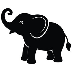 Cute Baby Elephant Silhouette - Wildlife Graphic Design