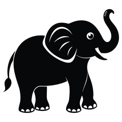 Fototapeta premium Cute Baby Elephant Silhouette - Wildlife Graphic Design