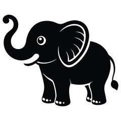 Black Silhouette Elephant Logo - Vector Illustration