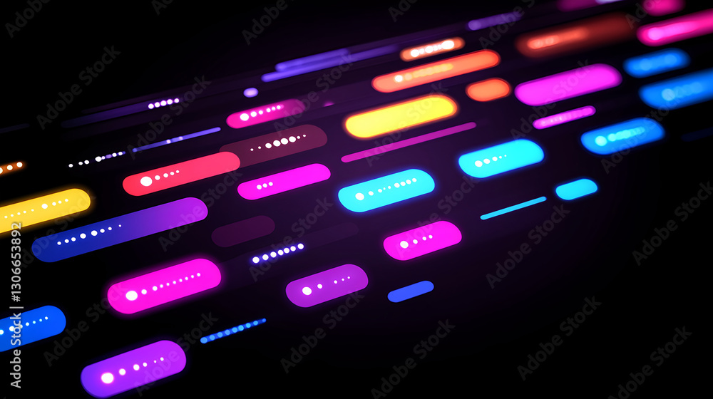 Poster dynamic light patterns abstract technology digital art dark background close-up visual design for cr