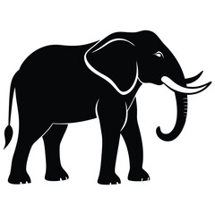 Black Silhouette Elephant Logo - Vector Illustration