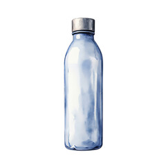 Glass Bottle with Silver Lid Holding Light Blue Liquid