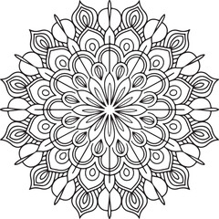 Floral mandala design, Geometry Mandala for Spiritual Healing, and Inner Peace, Mandala silhouette vector style with white background