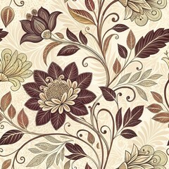 Seamless Floral Pattern Design Digital Art Nature Inspired Elegant Aesthetic