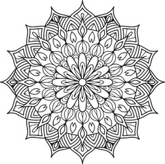 Floral mandala design, Geometry Mandala for Spiritual Healing, and Inner Peace, Mandala silhouette vector style with white background