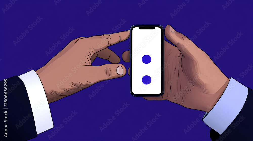 Aufkleber mobile interaction showcase digital space illustration technology environment close-up view user eng