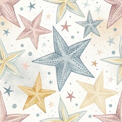 Obraz premium Seamless Starry Patterns Creative Digital Illustrations for Aesthetic Spaces