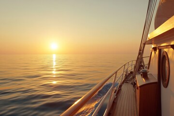A relaxing scene of a sailboat navigating toward a glowing horizon under a colorful sunset, offering a moment of tranquility and inspiration for sailing lovers.