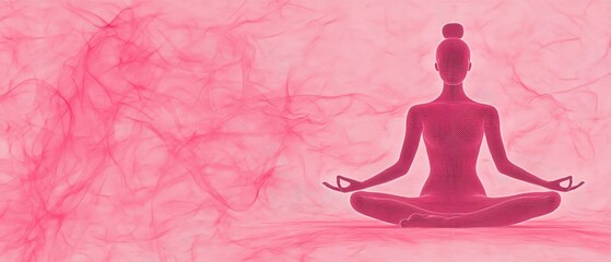 A Tranquil Female Practicing Meditation in a Soft Pink Atmosphere, Focusing on Inner Peace and Mindfulness Amidst Gentle, Ethereal Backgrounds