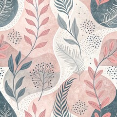 Seamless Floral Pattern Design Nature Inspired Digital Art Soft Colors Aesthetic Unique