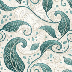 Seamless Leaf Pattern Design Nature-Inspired Textured Digital Art Background