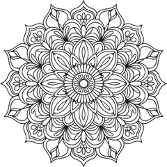 Floral mandala design, Geometry Mandala for Spiritual Healing, and Inner Peace, Mandala silhouette vector style with white background