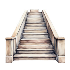 Grand Stone Staircase Ascending with Square Newel Posts