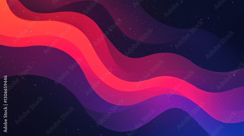 Poster abstract composition of colorful flowing layers and scattered star effects