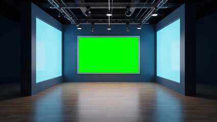 News Studio, Backdrop For TV Shows .TV On Wall.3D Virtual News Studio Background, 3d illustration