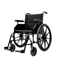 Fototapeta premium Heavy-Duty Black Wheelchair with Spoked Wheels and Padded Seat